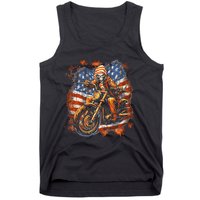 Us Flag Motorcycle Skeleton Biker Tank Top