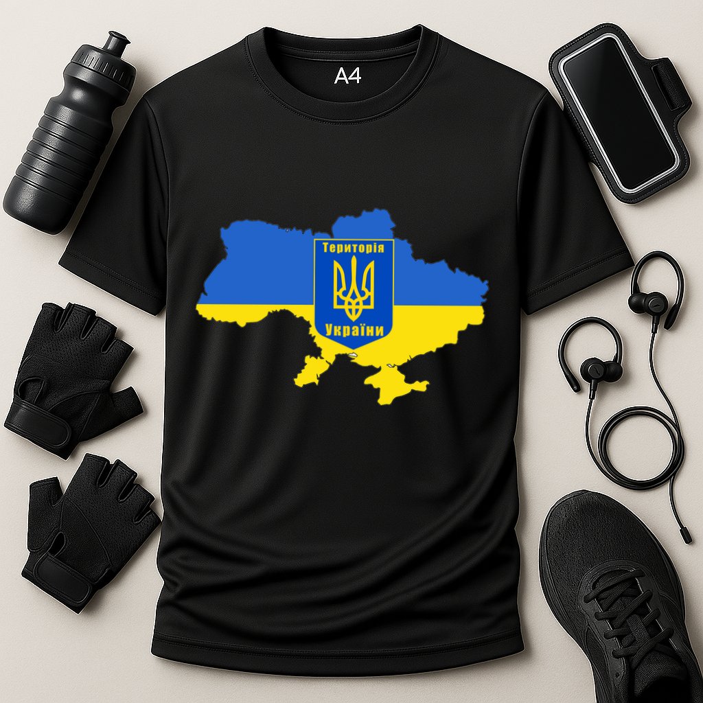 Ukrainian Flag Map Emblem Performance Shirt