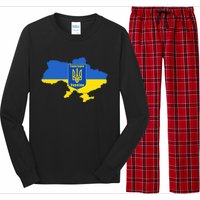 Ukrainian Flag Map Emblem Long Sleeve Pajama Set