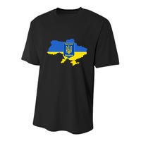Ukrainian Flag Map Emblem Youth Performance Sprint T-Shirt