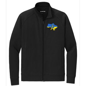 Ukrainian Flag Map Emblem Stretch Full-Zip Cadet Jacket