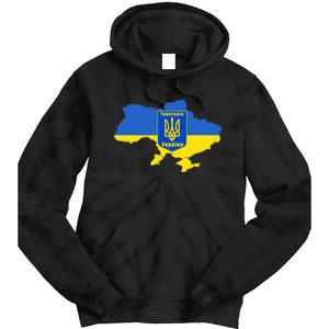 Ukrainian Flag Map Emblem Tie Dye Hoodie