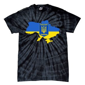 Ukrainian Flag Map Emblem Tie-Dye T-Shirt