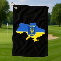 Ukrainian Flag Map Emblem Golf Towel
