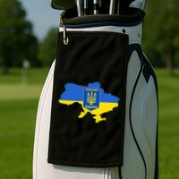 Ukrainian Flag Map Emblem Golf Towel