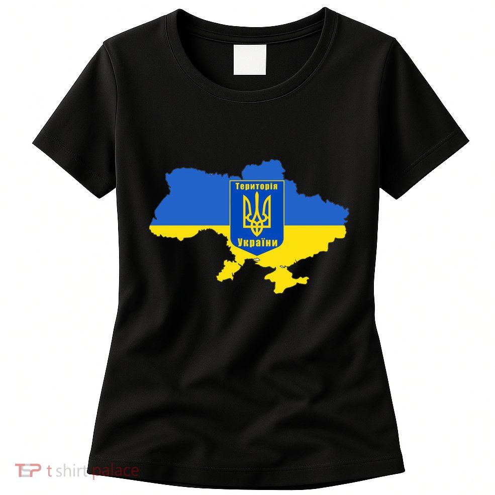Ukrainian Flag Map Emblem Womens T-Shirt