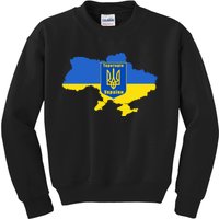 Ukrainian Flag Map Emblem Kids Sweatshirt