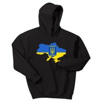 Ukrainian Flag Map Emblem Kids Hoodie