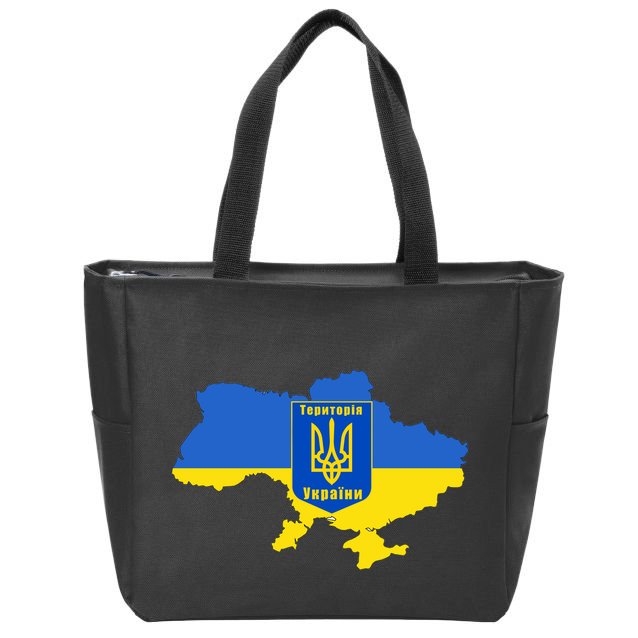Ukrainian Flag Map Emblem Zip Tote Bag