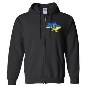 Ukrainian Flag Map Emblem Full Zip Hoodie