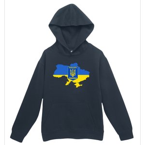 Ukrainian Flag Map Emblem Urban Pullover Hoodie