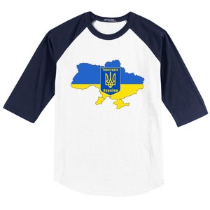 Ukrainian Flag Map Emblem Baseball Sleeve Shirt