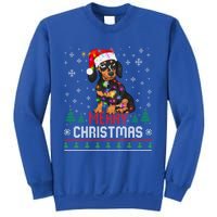 Ugly Funny Merry Christmas Dachshund Dog Santa Hat Lights Great Gift Sweatshirt