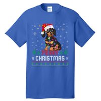 Ugly Funny Merry Christmas Dachshund Dog Santa Hat Lights Great Gift Tall T-Shirt