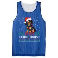 Ugly Funny Merry Christmas Dachshund Dog Santa Hat Lights Great Gift Mesh Reversible Basketball Jersey Tank