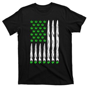 USA Flag Marijuana Funny Weed Leaf Flag Cannabis 4th Of July T-Shirt