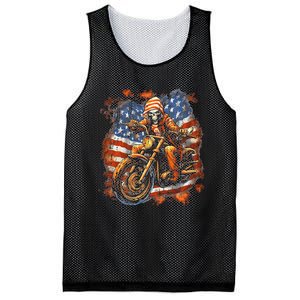 US Flag Motorcycle Skeleton Biker 4th July American Mesh Reversible Basketball Jersey Tank