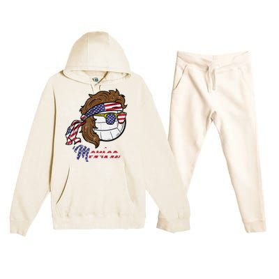 Us Flag Merica Volleyball Memorial Day 4th Of July Premium Hooded Sweatsuit Set