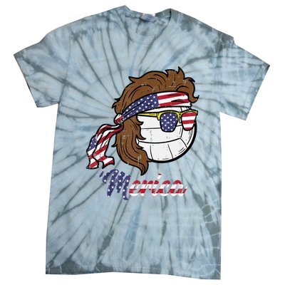 Us Flag Merica Volleyball Memorial Day 4th Of July Tie-Dye T-Shirt