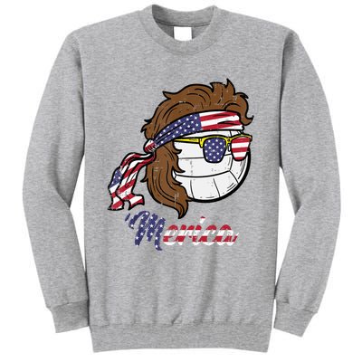 Us Flag Merica Volleyball Memorial Day 4th Of July Tall Sweatshirt