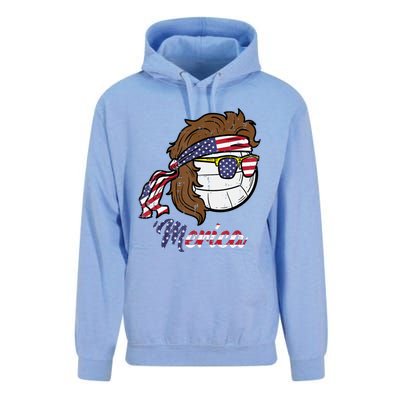 Us Flag Merica Volleyball Memorial Day 4th Of July Unisex Surf Hoodie