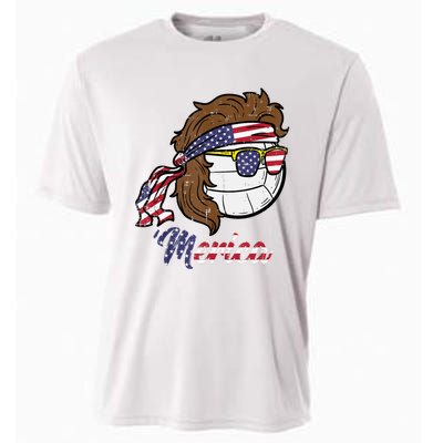 Us Flag Merica Volleyball Memorial Day 4th Of July Cooling Performance Crew T-Shirt