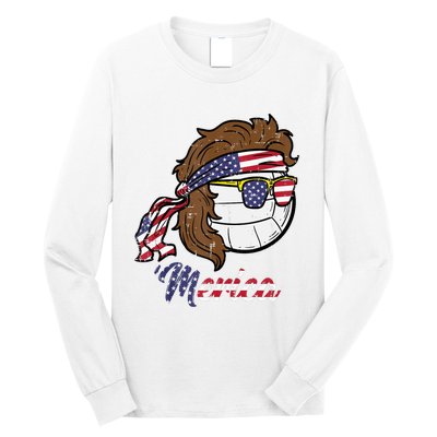 Us Flag Merica Volleyball Memorial Day 4th Of July Long Sleeve Shirt