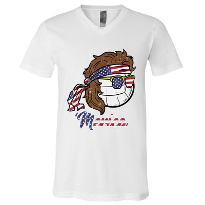 Us Flag Merica Volleyball Memorial Day 4th Of July V-Neck T-Shirt