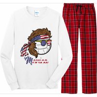 Us Flag Merica Volleyball Memorial Day 4th Of July Long Sleeve Pajama Set