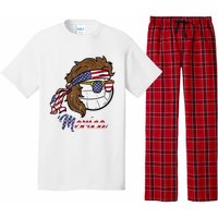 Us Flag Merica Volleyball Memorial Day 4th Of July Pajama Set