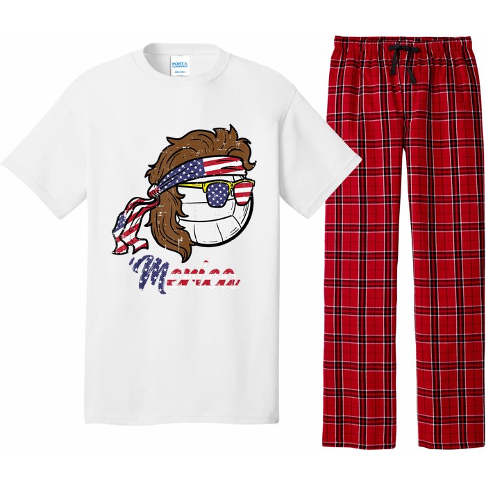 Us Flag Merica Volleyball Memorial Day 4th Of July Pajama Set