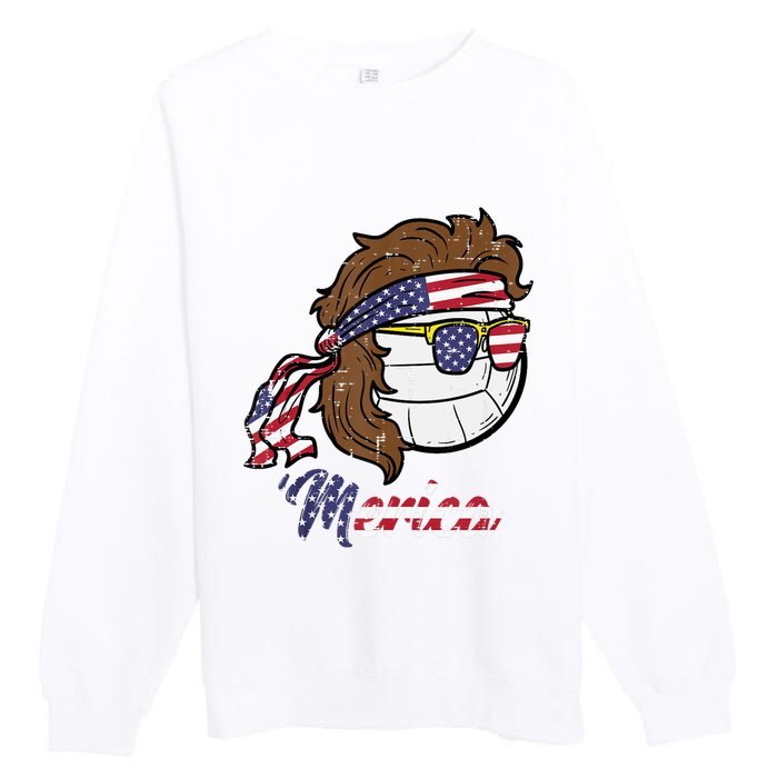 Us Flag Merica Volleyball Memorial Day 4th Of July Premium Crewneck Sweatshirt