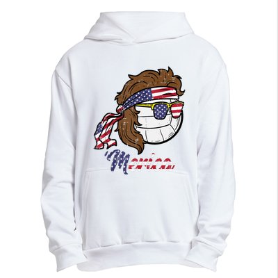 Us Flag Merica Volleyball Memorial Day 4th Of July Urban Pullover Hoodie