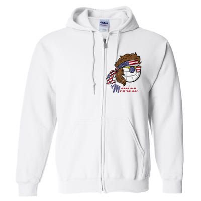 Us Flag Merica Volleyball Memorial Day 4th Of July Full Zip Hoodie