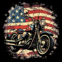 US Flag Motorcycle USA Retro Biker 16 in Basic Backpack