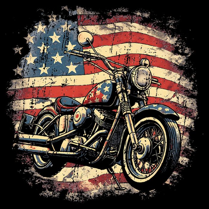 US Flag Motorcycle USA Retro Biker 16 in Basic Backpack