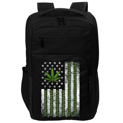 Usa Flag Marijuana Funny Weed Leaf Flag Cannabis Stoner 420 Impact Tech Backpack