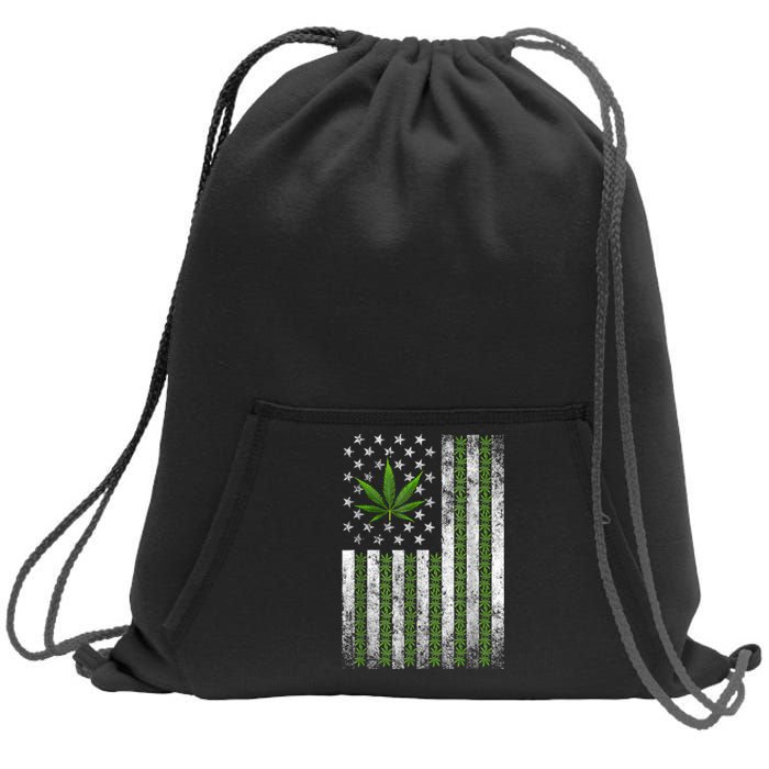 Usa Flag Marijuana Funny Weed Leaf Flag Cannabis Stoner 420 Sweatshirt Cinch Pack Bag