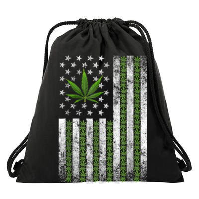 Usa Flag Marijuana Funny Weed Leaf Flag Cannabis Stoner 420 Drawstring Bag