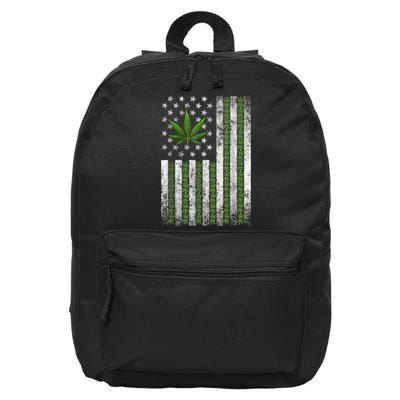 Usa Flag Marijuana Funny Weed Leaf Flag Cannabis Stoner 420 16 in Basic Backpack