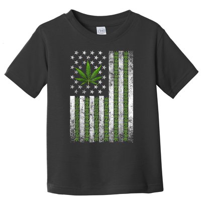 Usa Flag Marijuana Funny Weed Leaf Flag Cannabis Stoner 420 Toddler T-Shirt