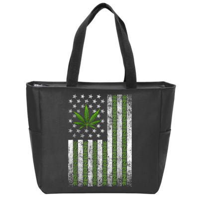 Usa Flag Marijuana Funny Weed Leaf Flag Cannabis Stoner 420 Zip Tote Bag