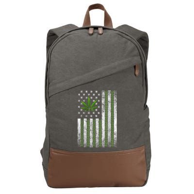 Usa Flag Marijuana Funny Weed Leaf Flag Cannabis Stoner 420 Cotton Canvas Backpack