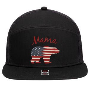 Usa Flag Mama Bear American Mom July 4 Patriotic Election Gift 7 Panel Mesh Trucker Snapback Hat