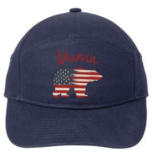 Usa Flag Mama Bear American Mom July 4 Patriotic Election Gift 7-Panel Snapback Hat