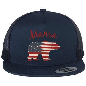 Usa Flag Mama Bear American Mom July 4 Patriotic Election Gift Flat Bill Trucker Hat