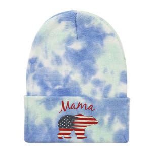 Usa Flag Mama Bear American Mom July 4 Patriotic Election Gift Tie Dye 12in Knit Beanie