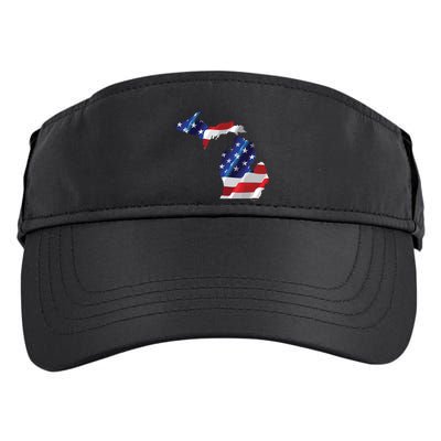 Us Flag Michigan Map Patriotic Great Lakes Gift Adult Drive Performance Visor