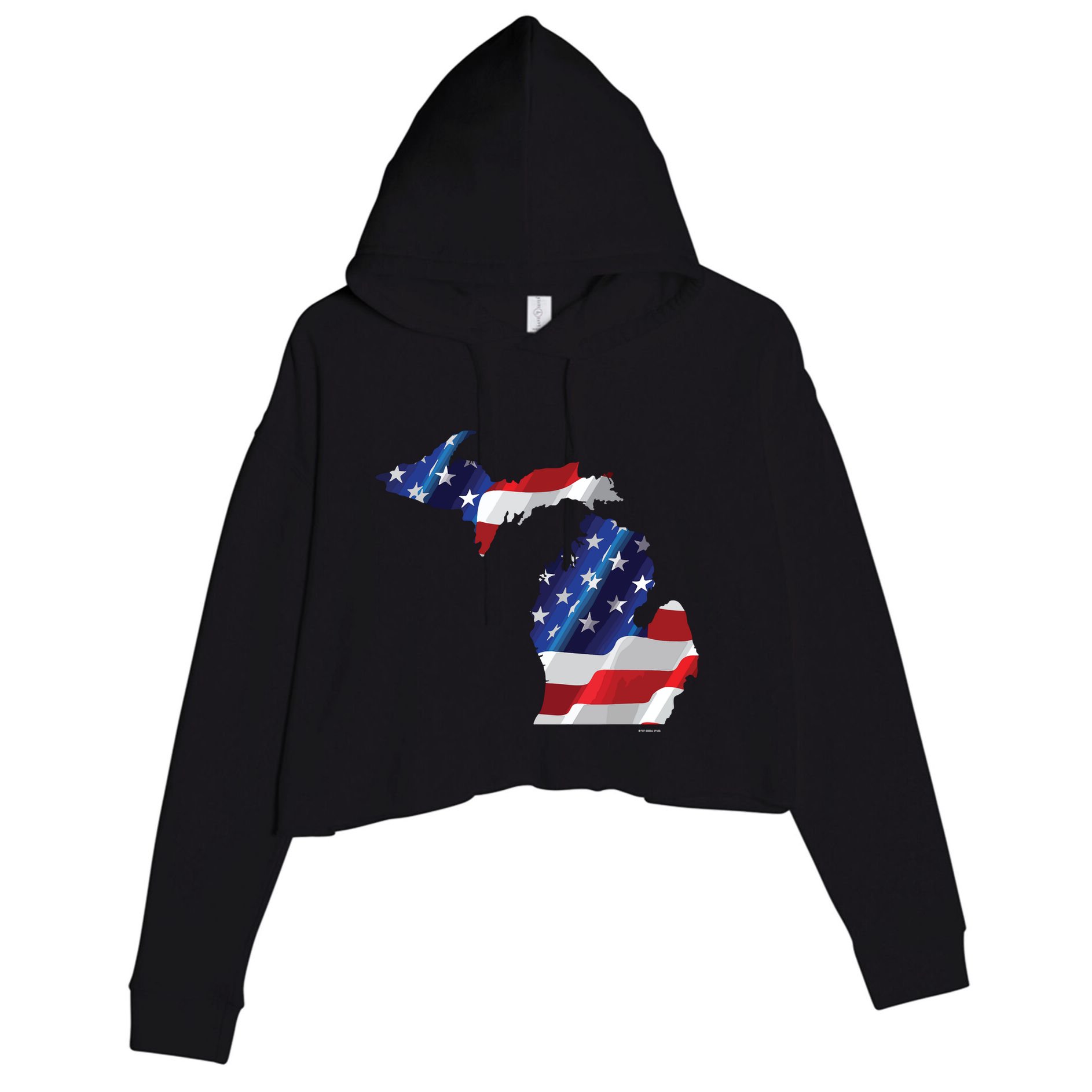 Us Flag Michigan Map Patriotic Great Lakes Gift Crop Fleece Hoodie