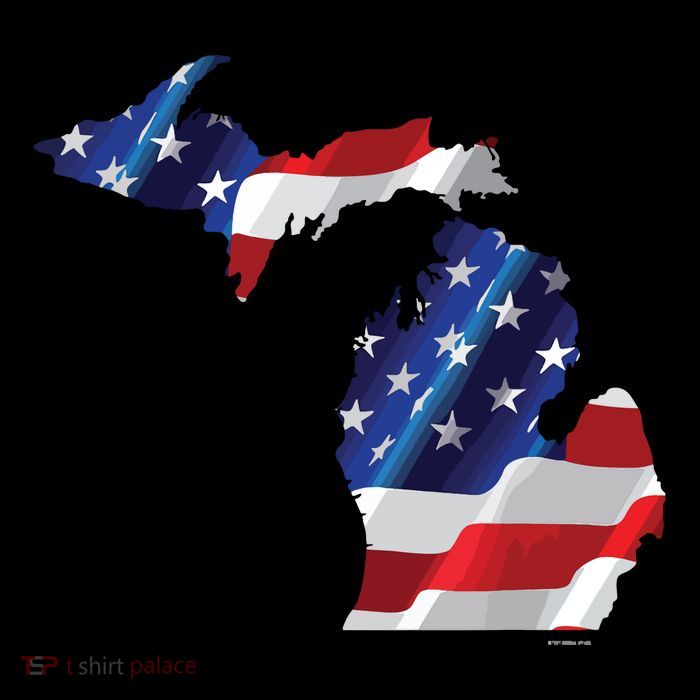 Us Flag Michigan Map Patriotic Great Lakes Gift Premium T-Shirt